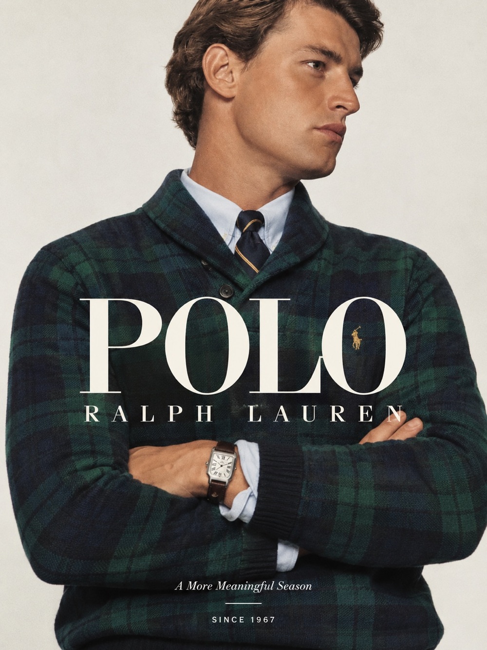 Polo by Ralph Lauren Green & Navy Plaid Shawl-Collar Knit